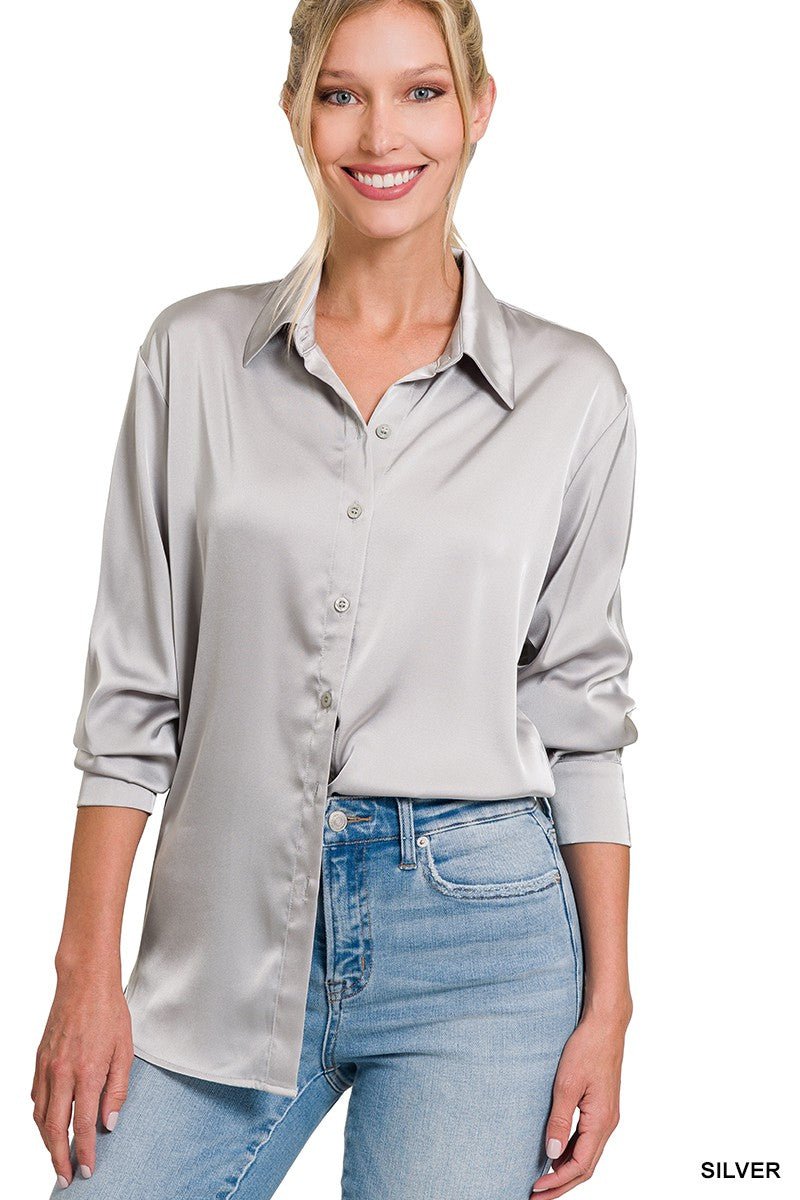 Charmeuse Button Up Top - 3 Colors