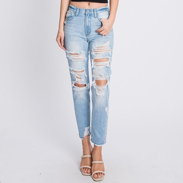 Petra 123 Distressed High Waisted Rigid Mom Jeans