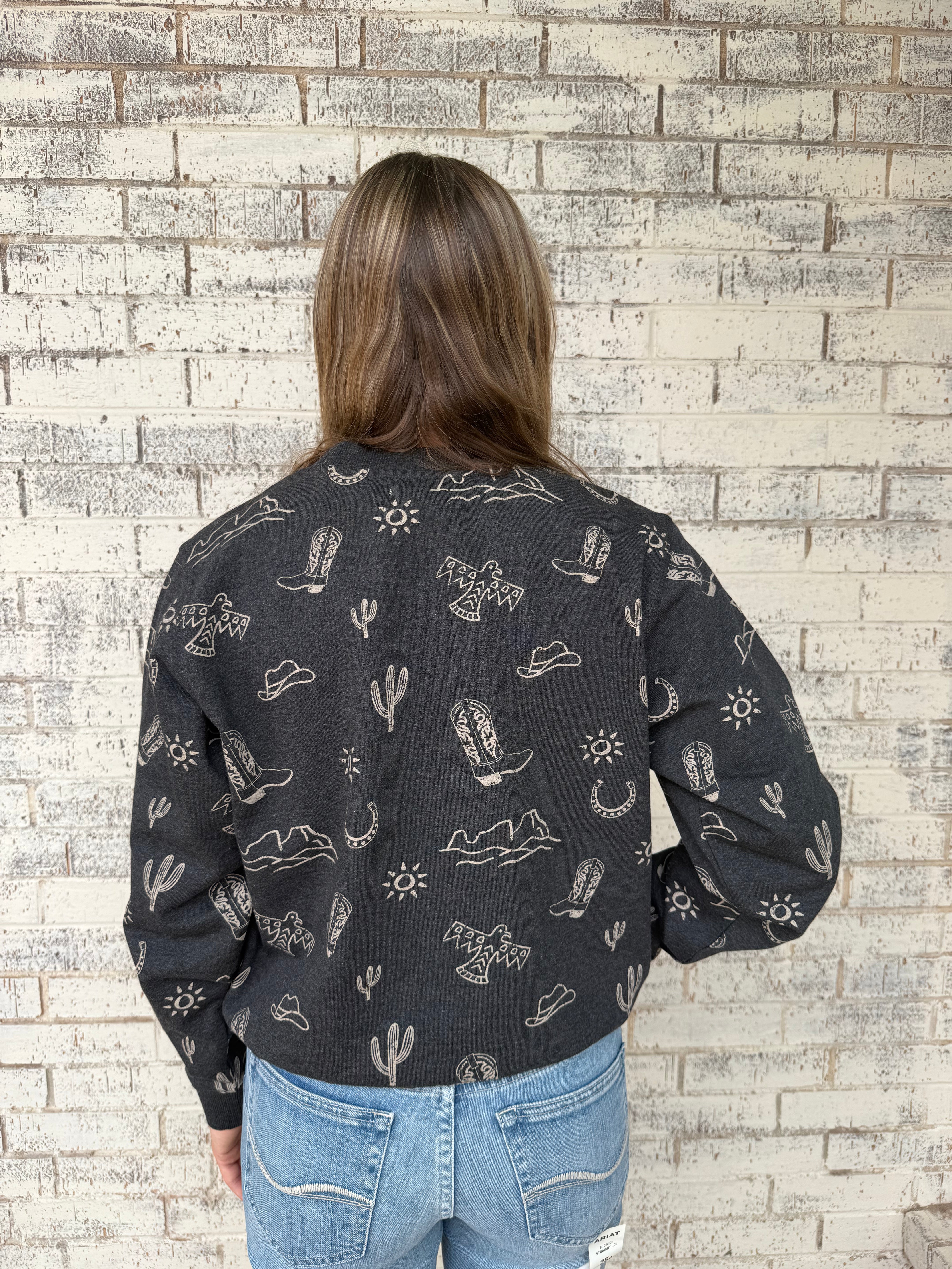 Ariat Western Print Crewneck Sweatshirt