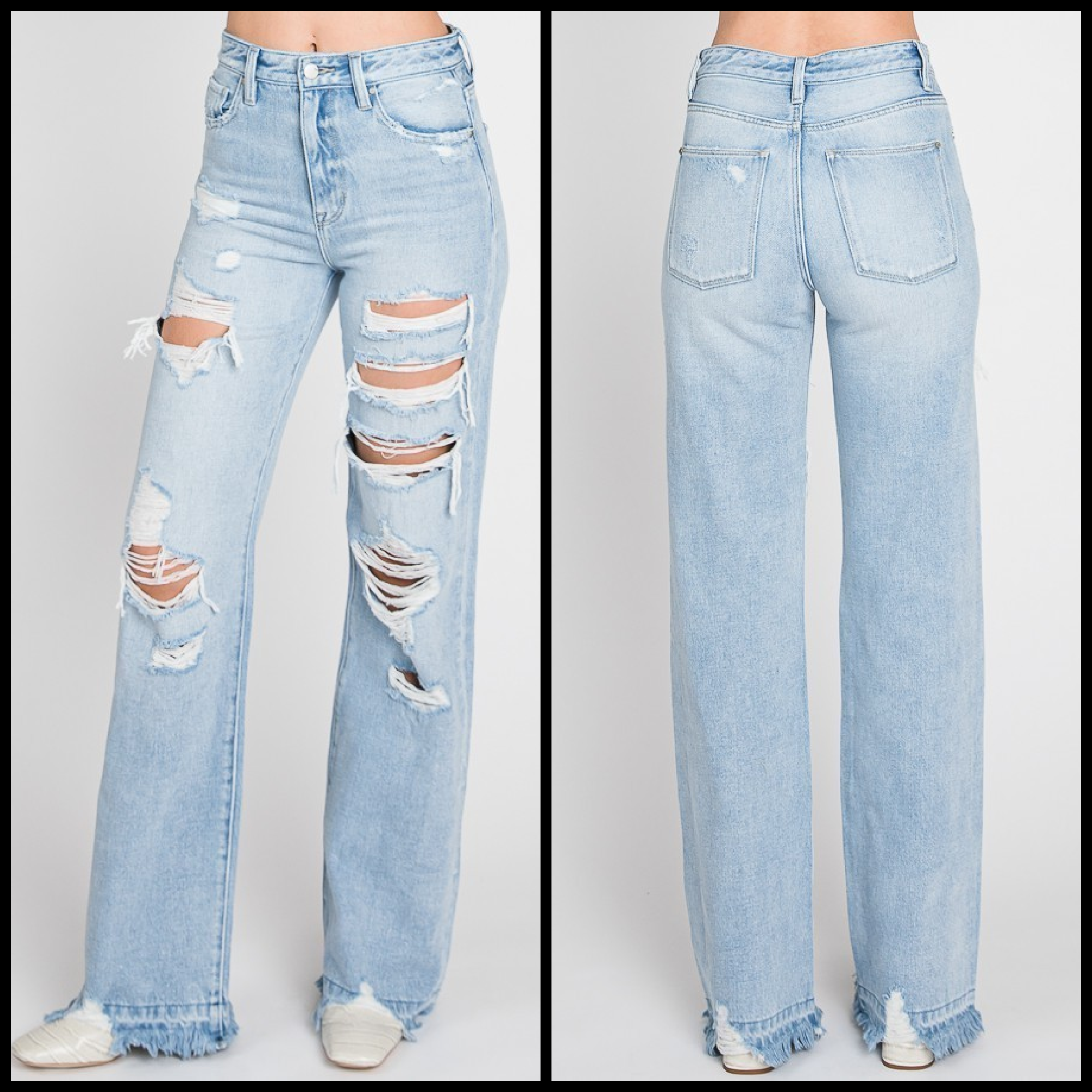 Petra 123 Heavy Distressed High Rise Rigid Vintage Flare