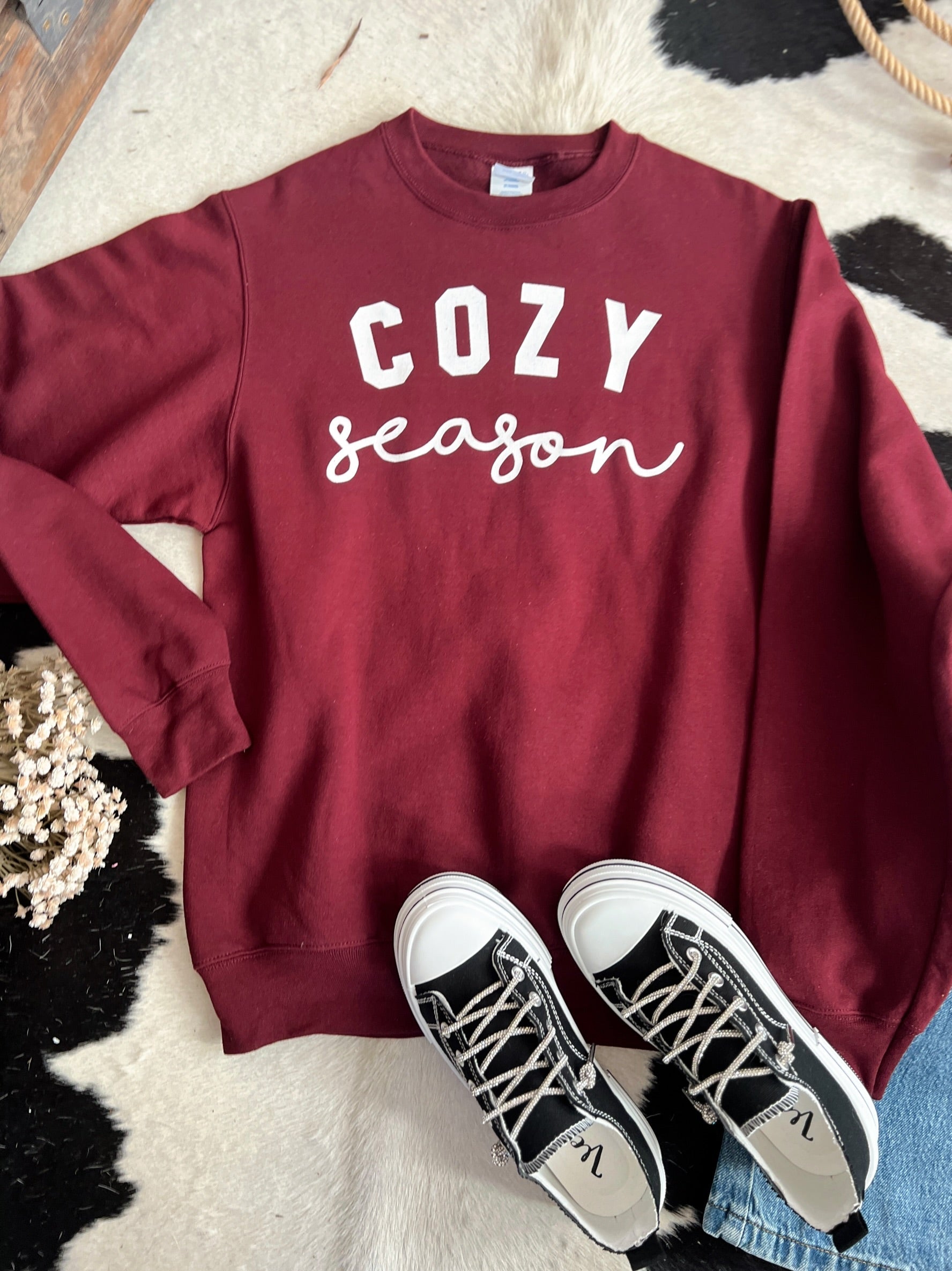 Cozy Season Graphic Crew Neck Sweatshirt - 3 Colors*