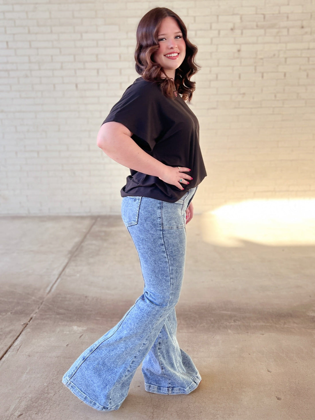 High Rise Tummy Control Bell Bottom With Outward Seam