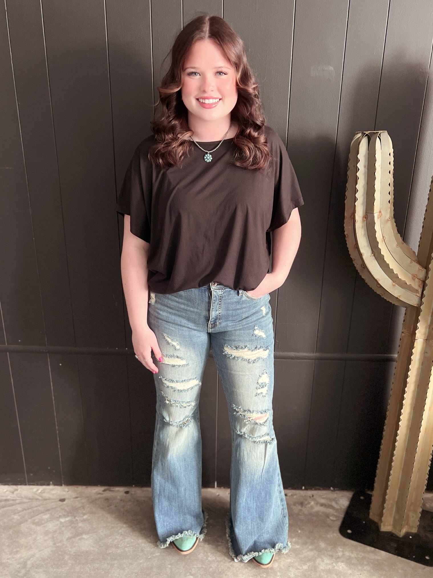 High Rise Tummy Control Distressed Flare Jeans*