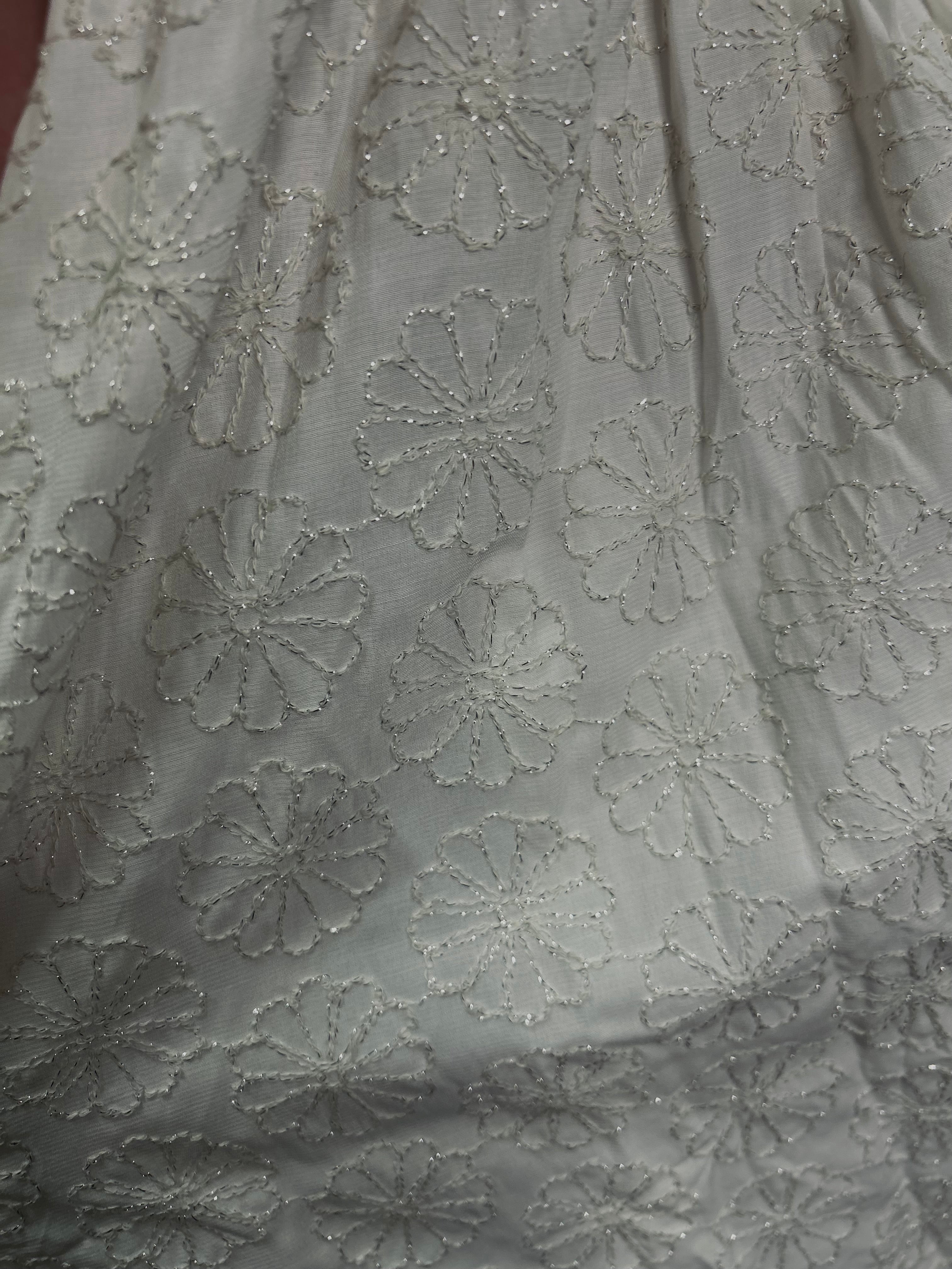 White Floral Ruffle Tie Back Dress*