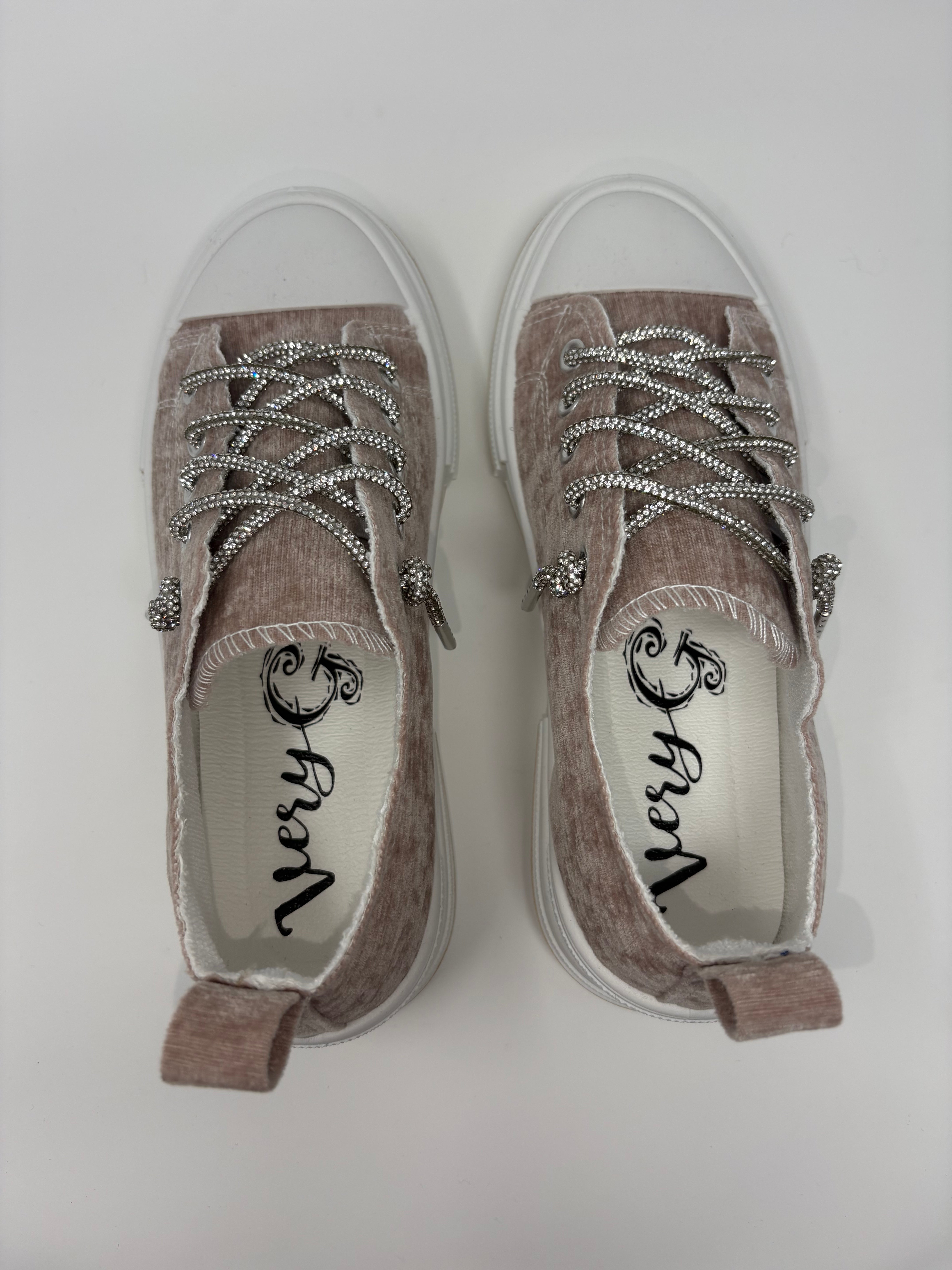 Very G Aman Nude Velvet Sparkle Sneakers