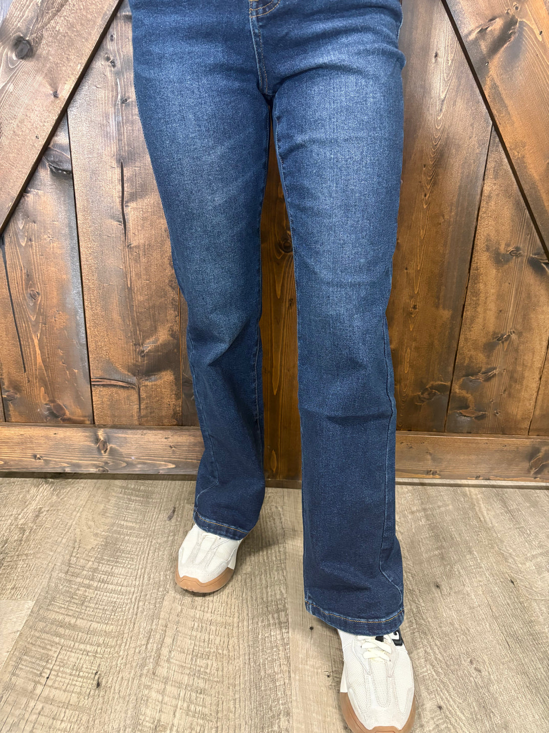 L&B Dark Wash High Rise Vintage Bootcut Jeans W/ Adjustable Waist