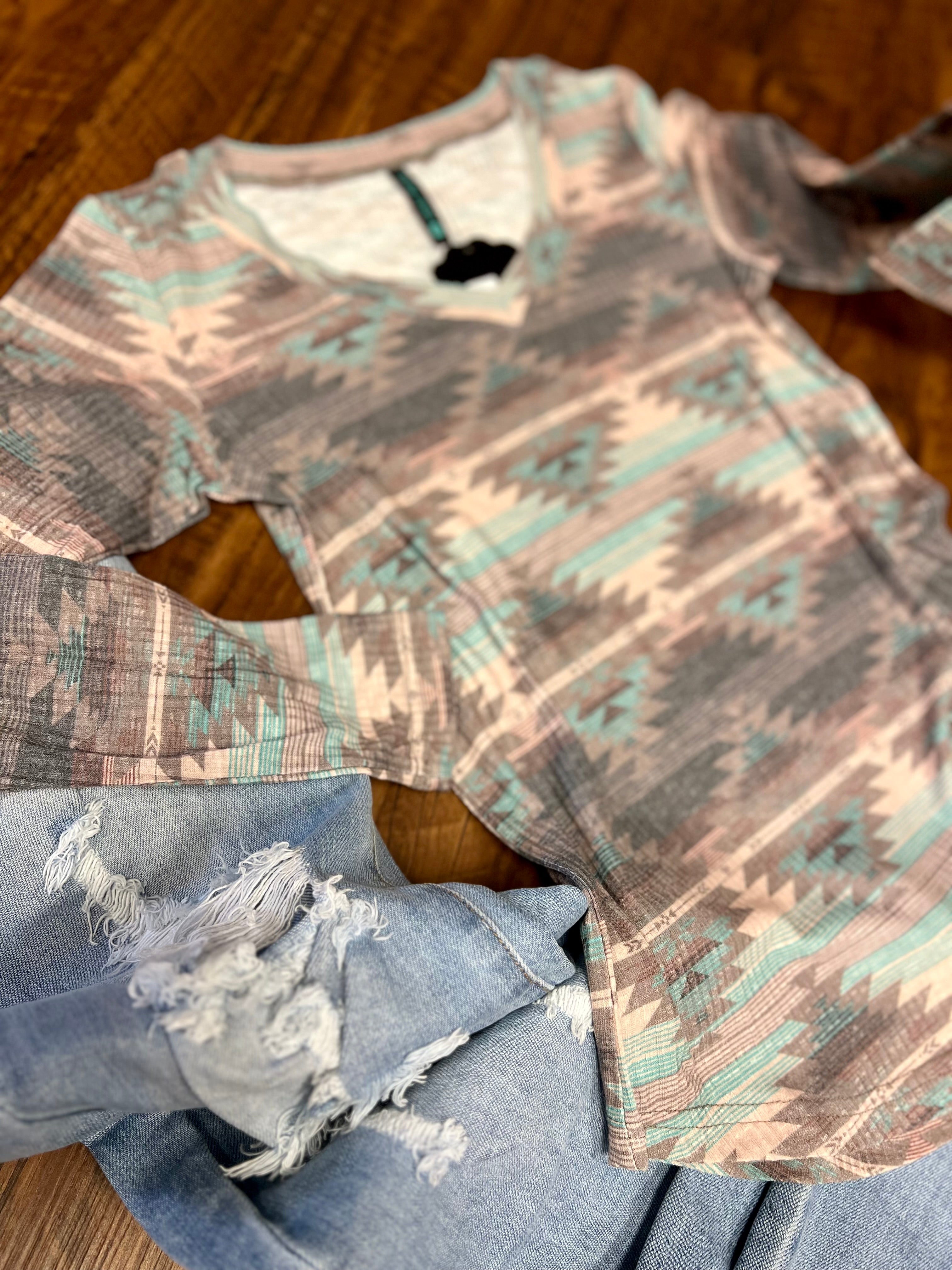 PLUS Burned Out Aztec Top