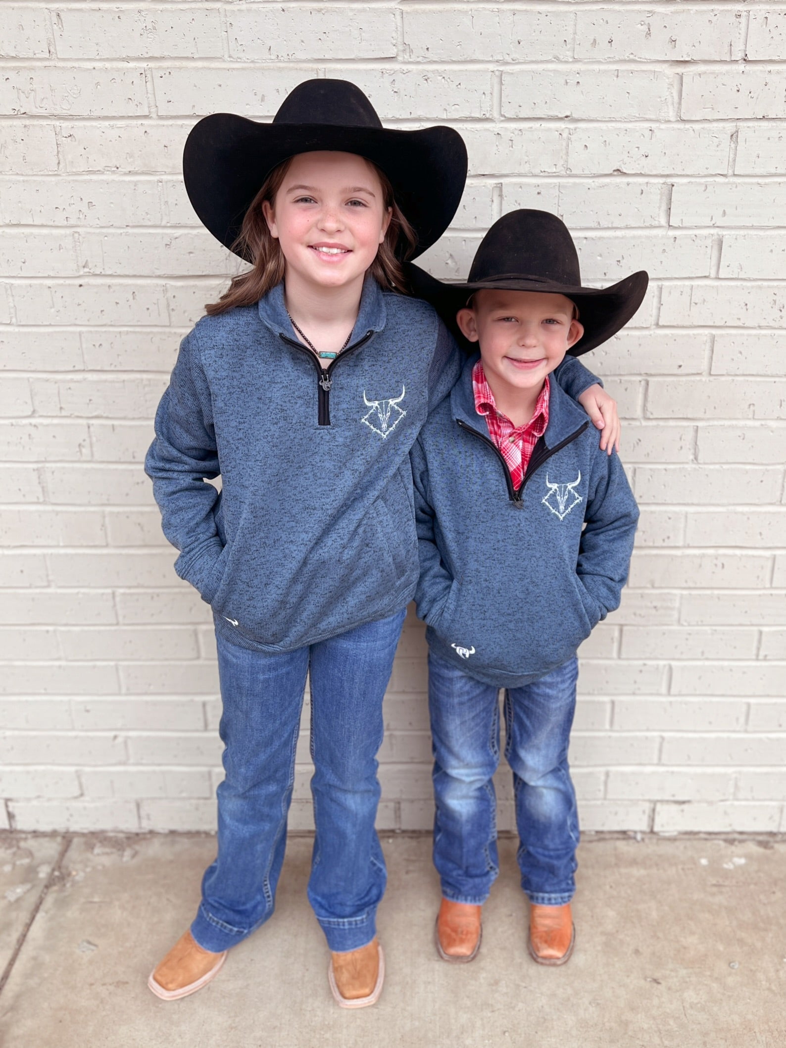 Youth Cowboy Hardware Blue Quarter Zip Pullover