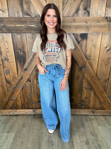 Vervet High Rise w/ Drawstring Wide Leg Jeans