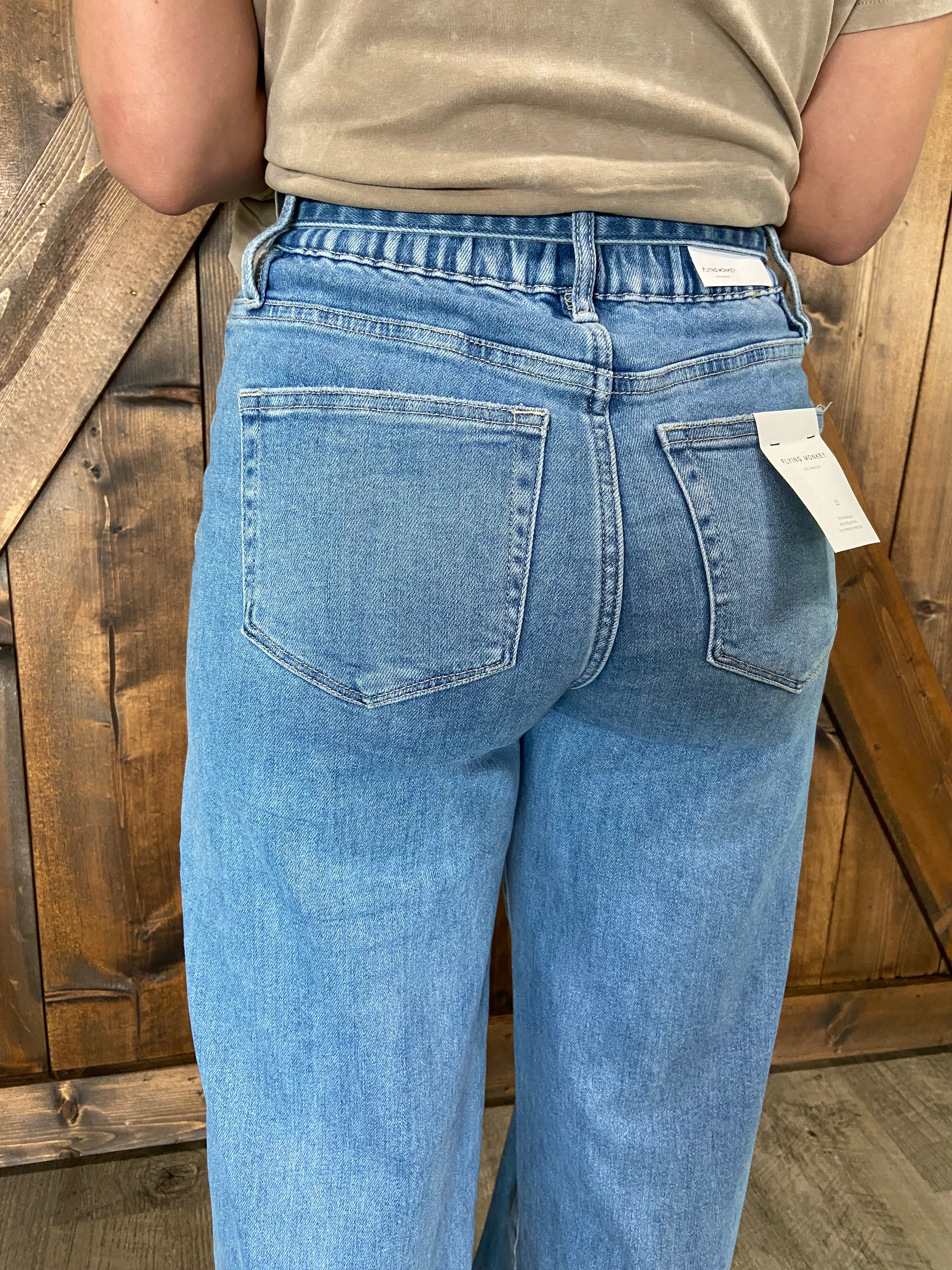 Vervet High Rise w/ Drawstring Wide Leg Jeans