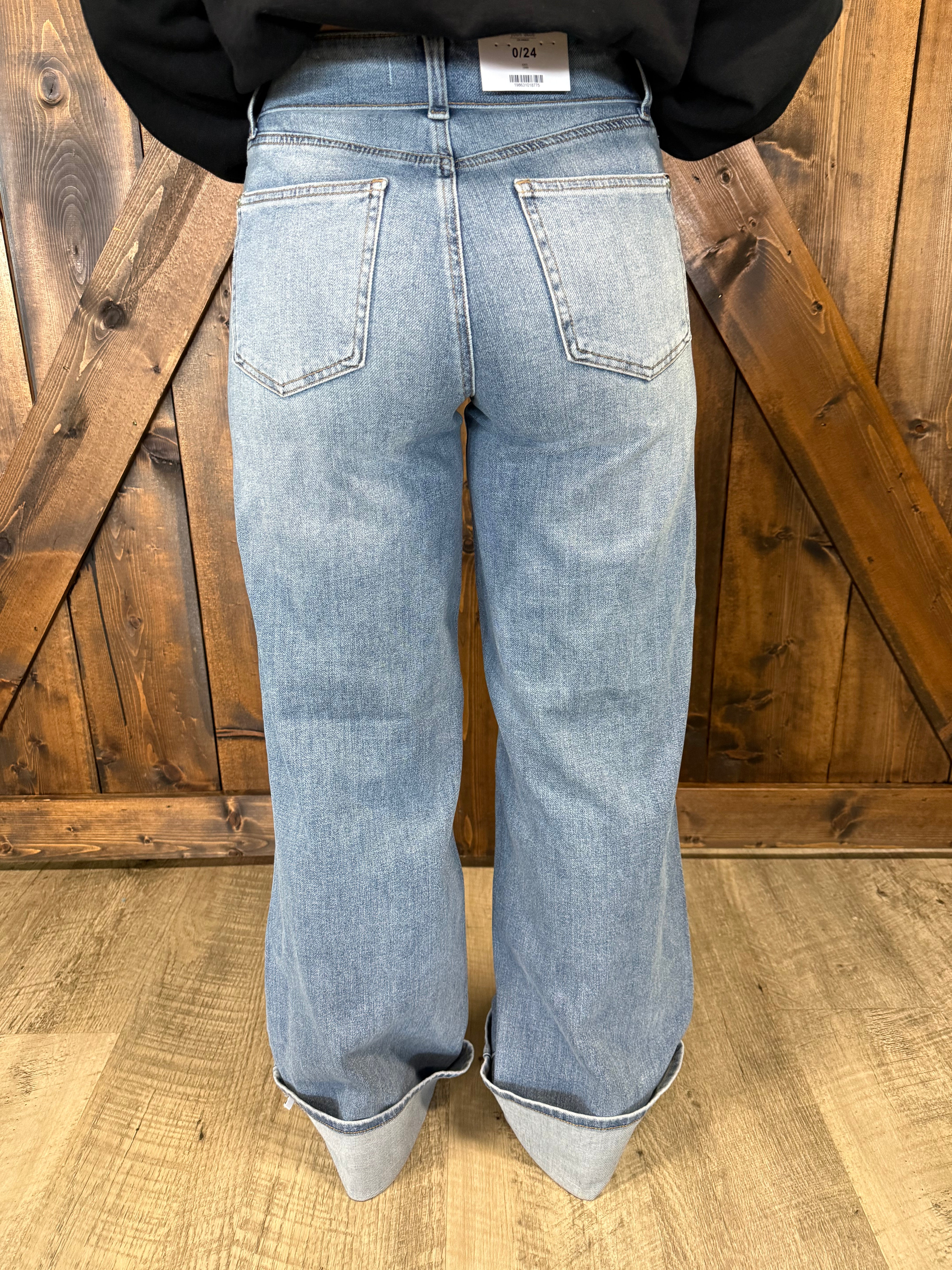 Judy Blue Mid Rise Straight Led w/ Fold Over Waistband