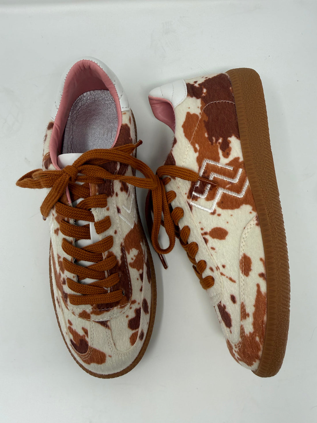 Mary Brown Cow Print Sneakers
