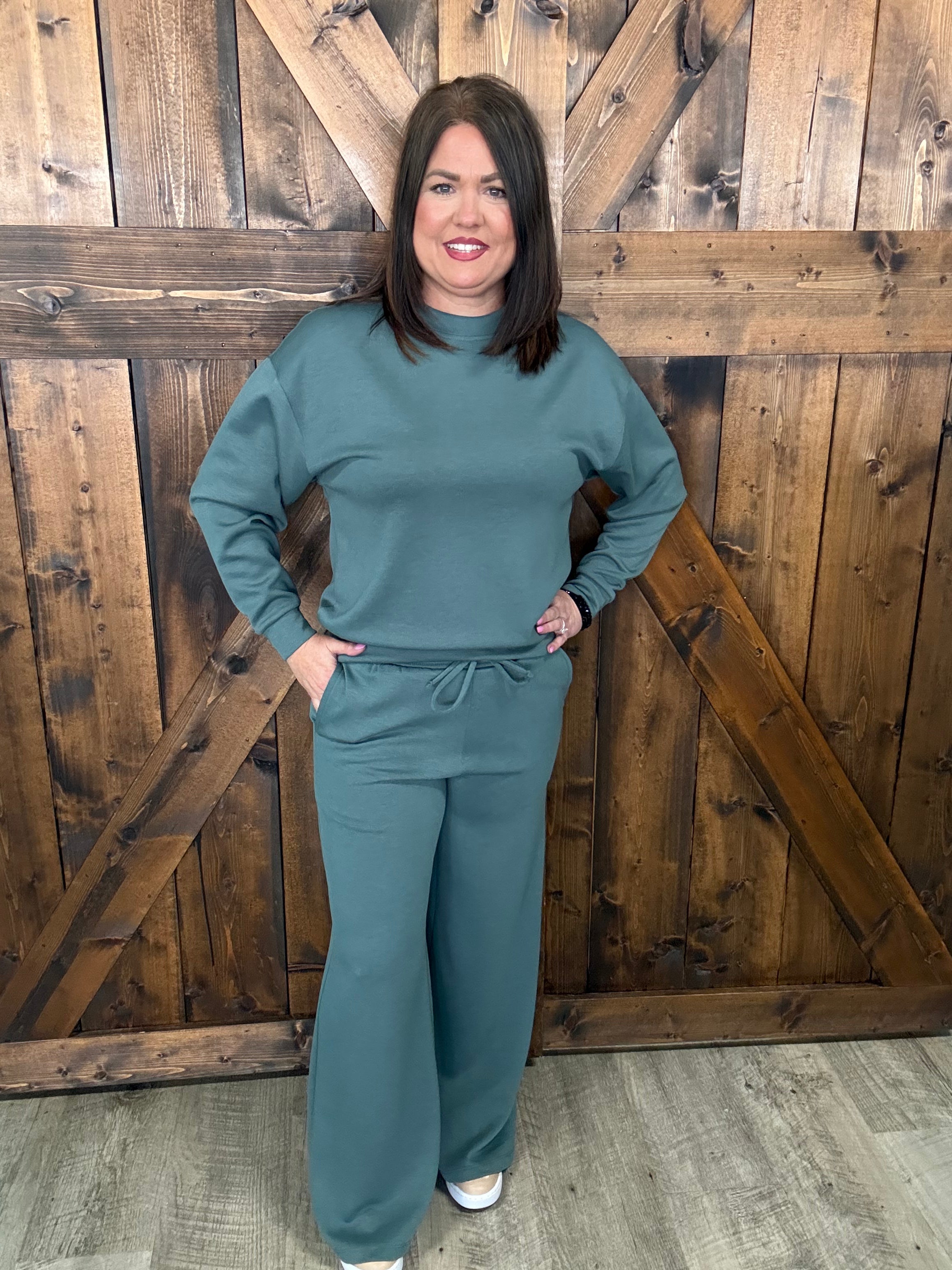 Zenana Ash Jade Scuba Crewneck Sweat Set