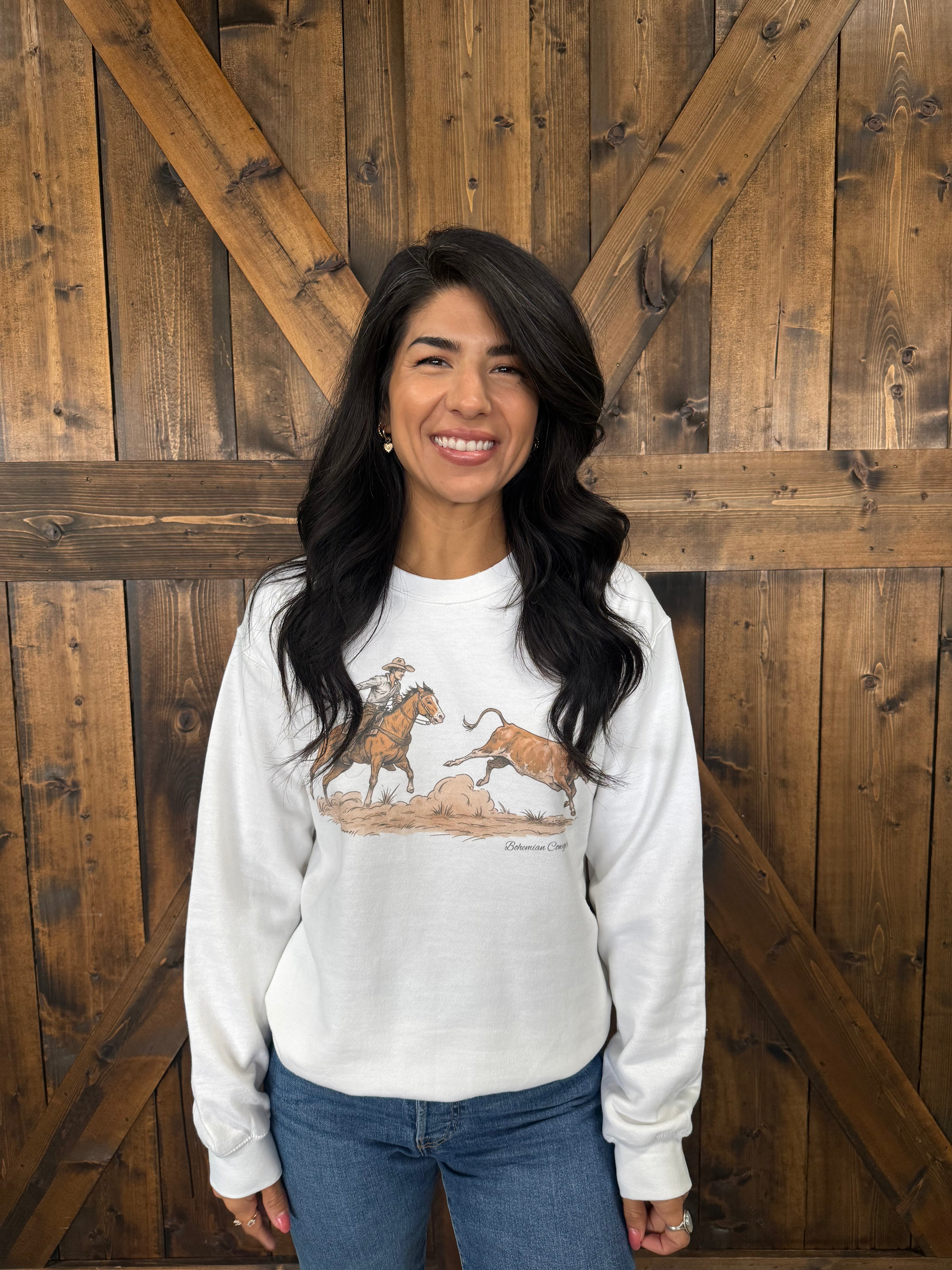 Vintage Roping Cowboy Graphic Sweatshirt