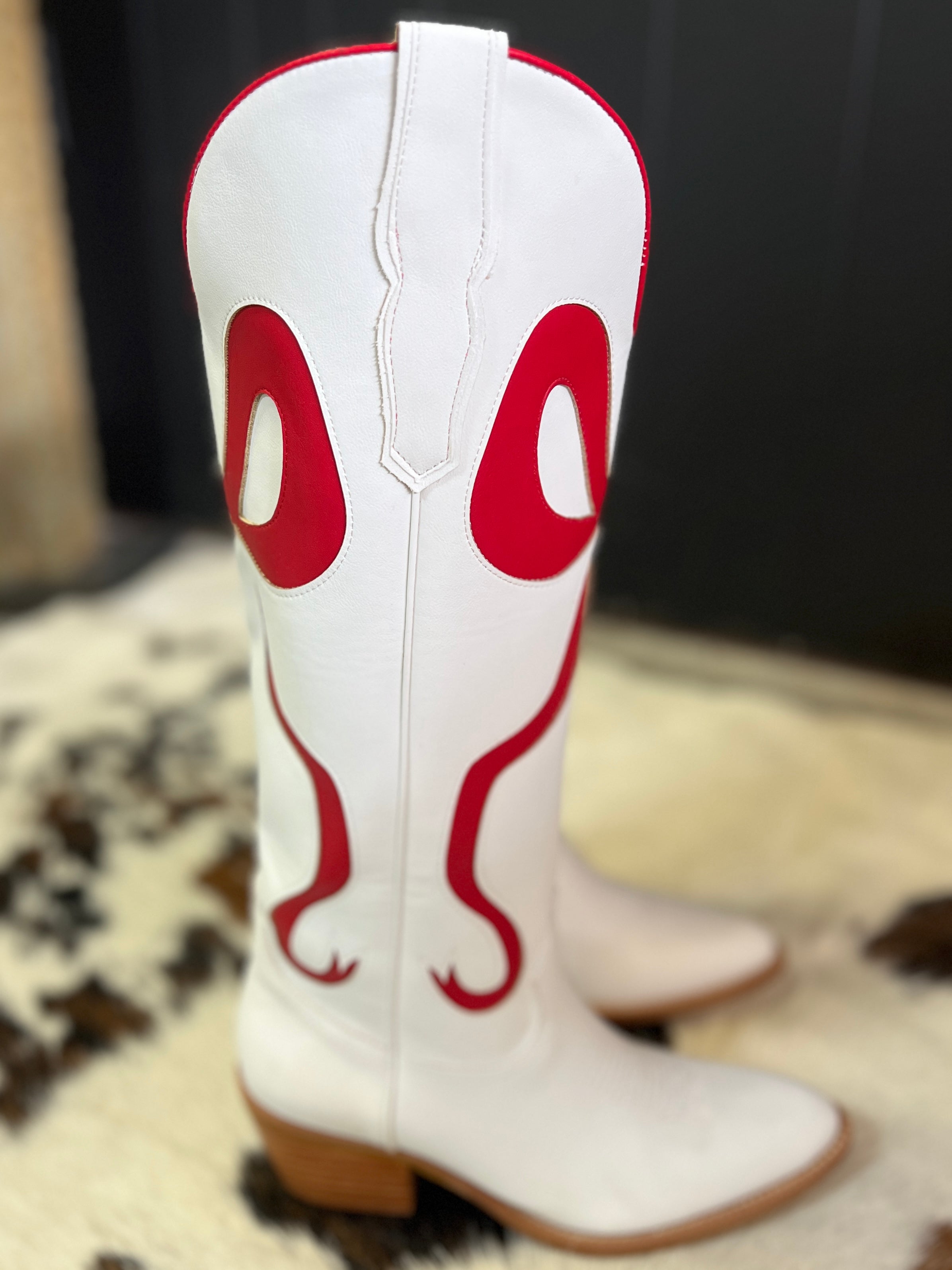 White and Red Bow Boots
