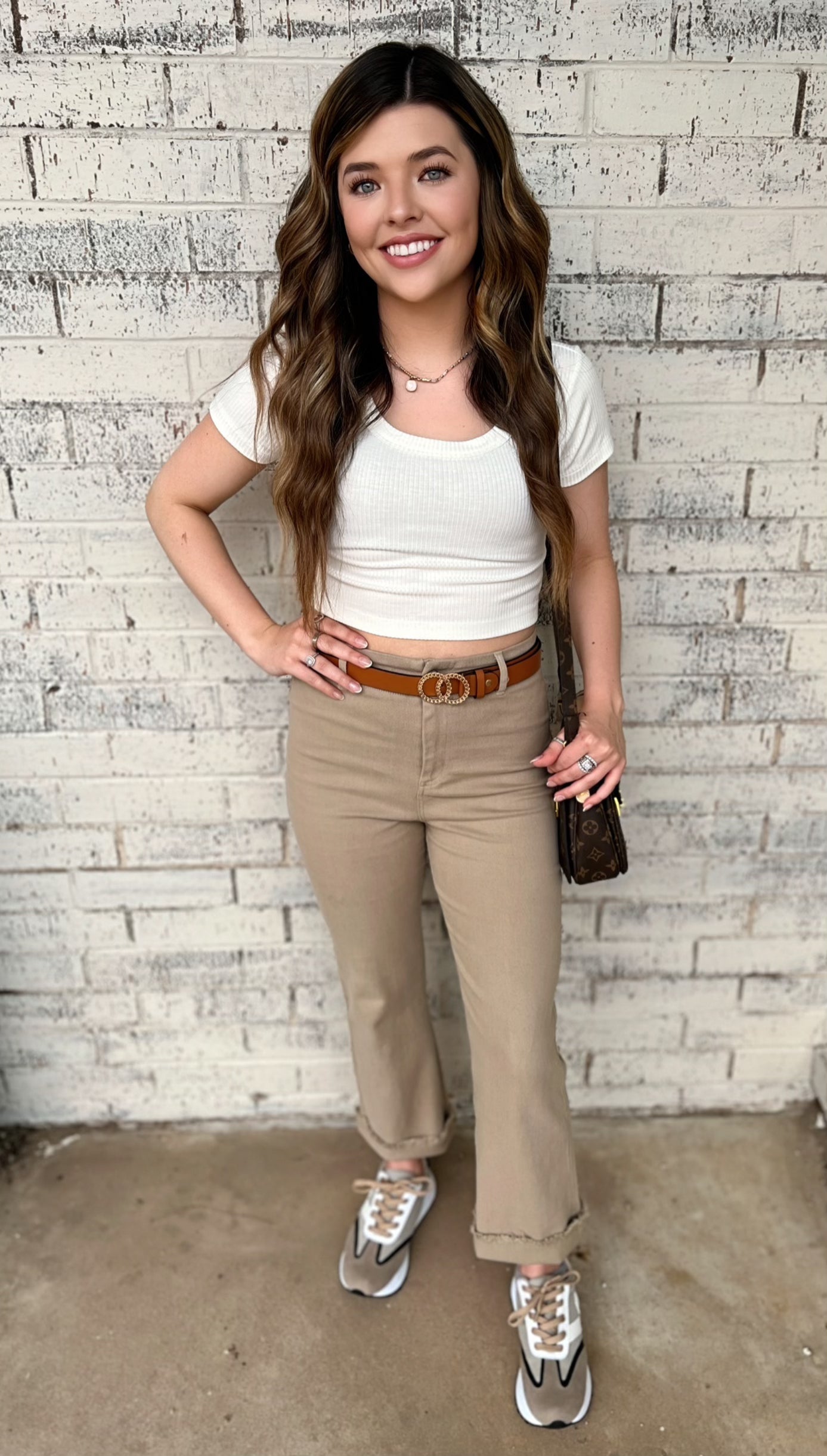 One Good Reason High Rise Khaki Trousers*