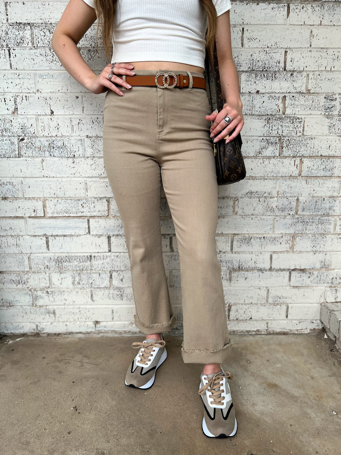 One Good Reason High Rise Khaki Trousers*