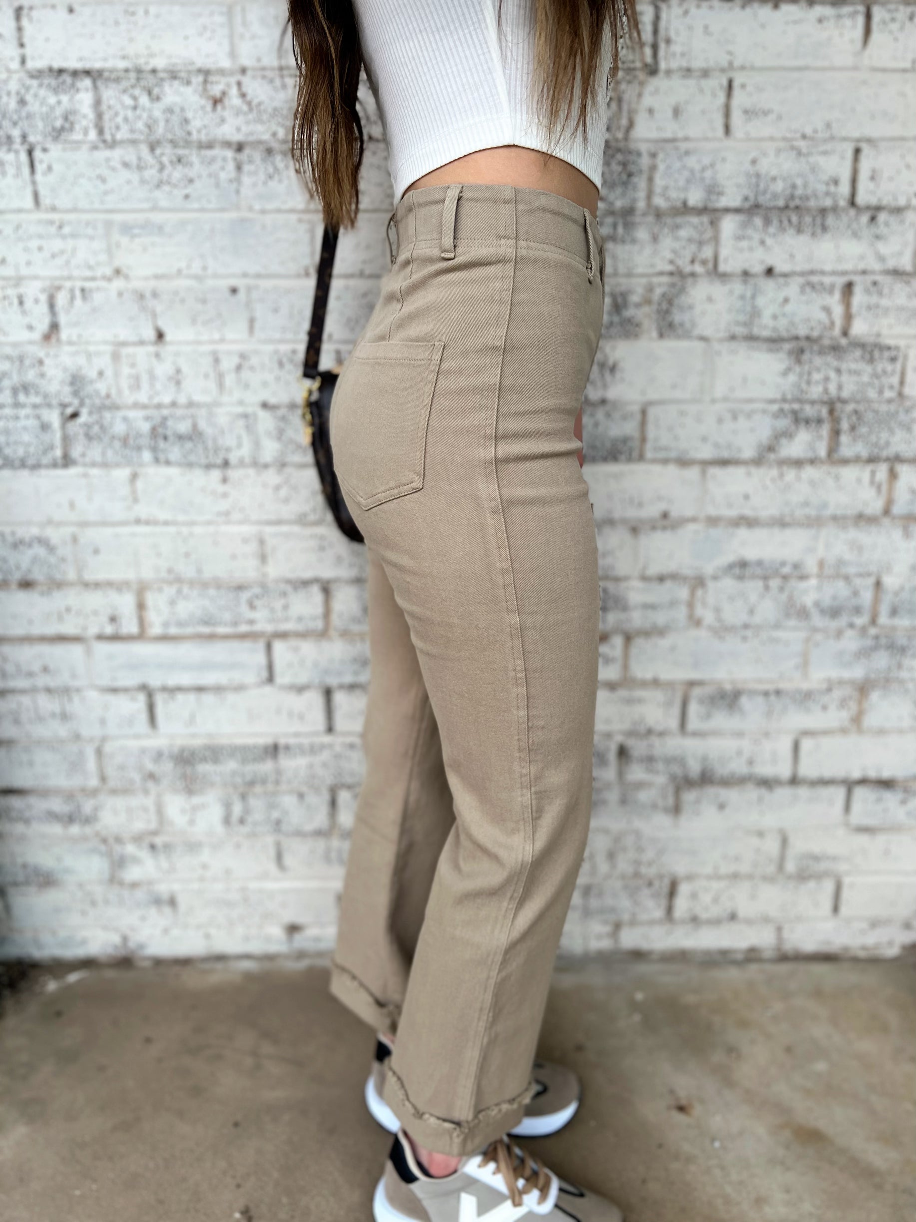 One Good Reason High Rise Khaki Trousers*