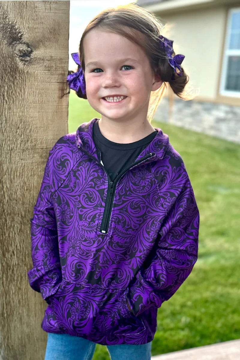 KIDS  Purple & Black Tailgate Party Pullover