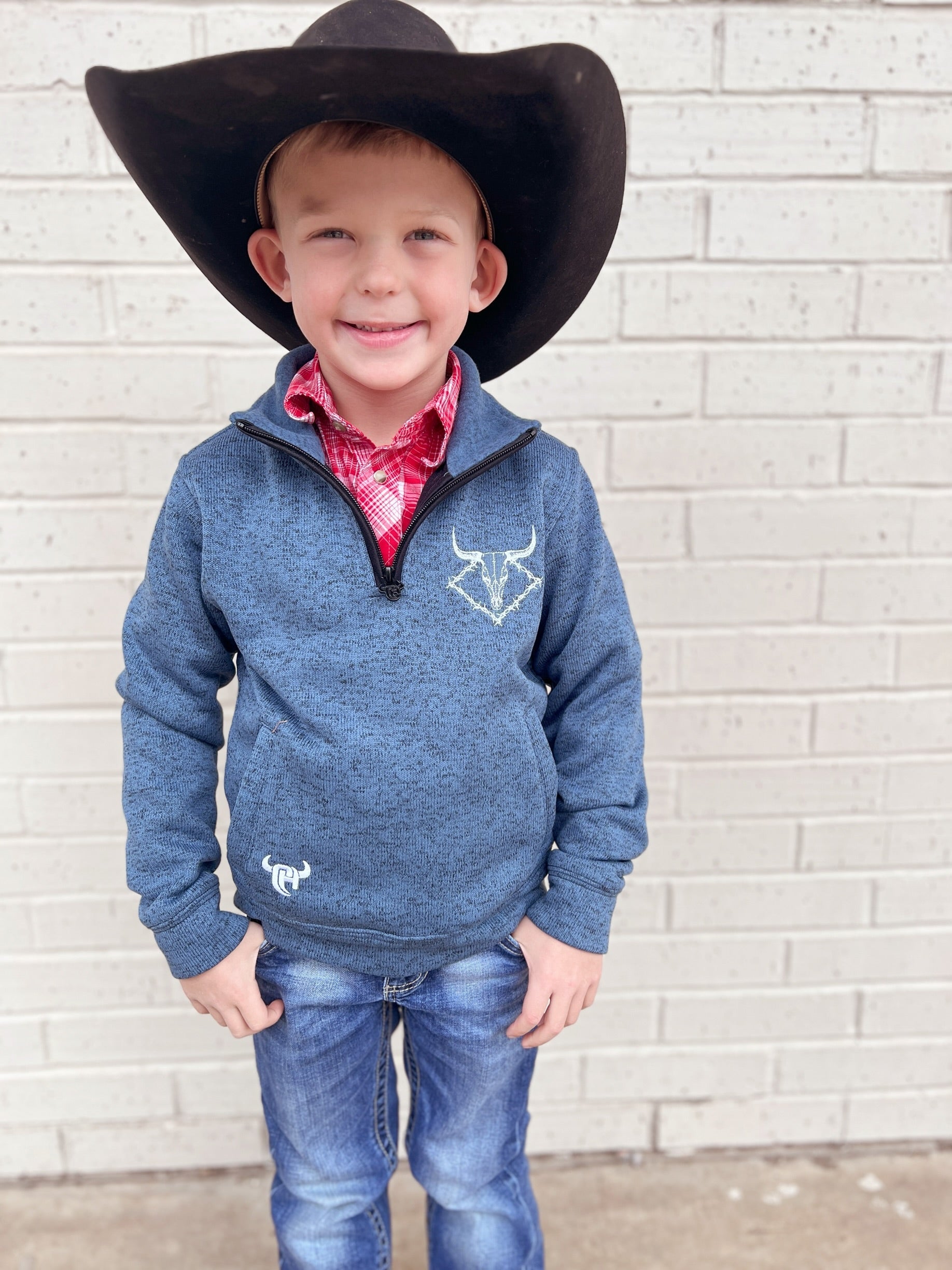 Infant Cowboy Hardware Blue Quarter Zip Pullover