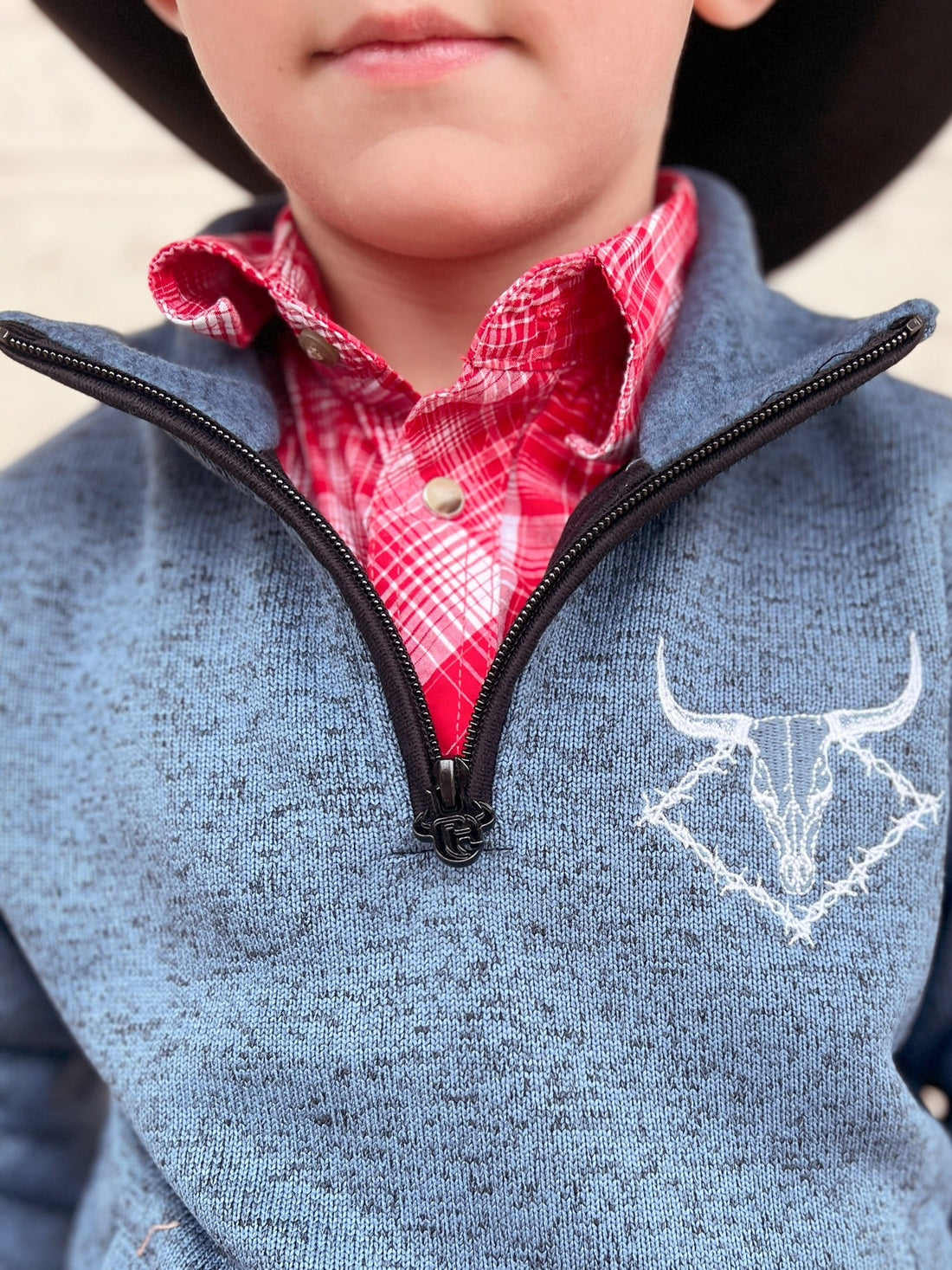 Infant Cowboy Hardware Blue Quarter Zip Pullover
