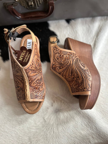 Myra Mila's Trail Tooled Wedge Sandals*