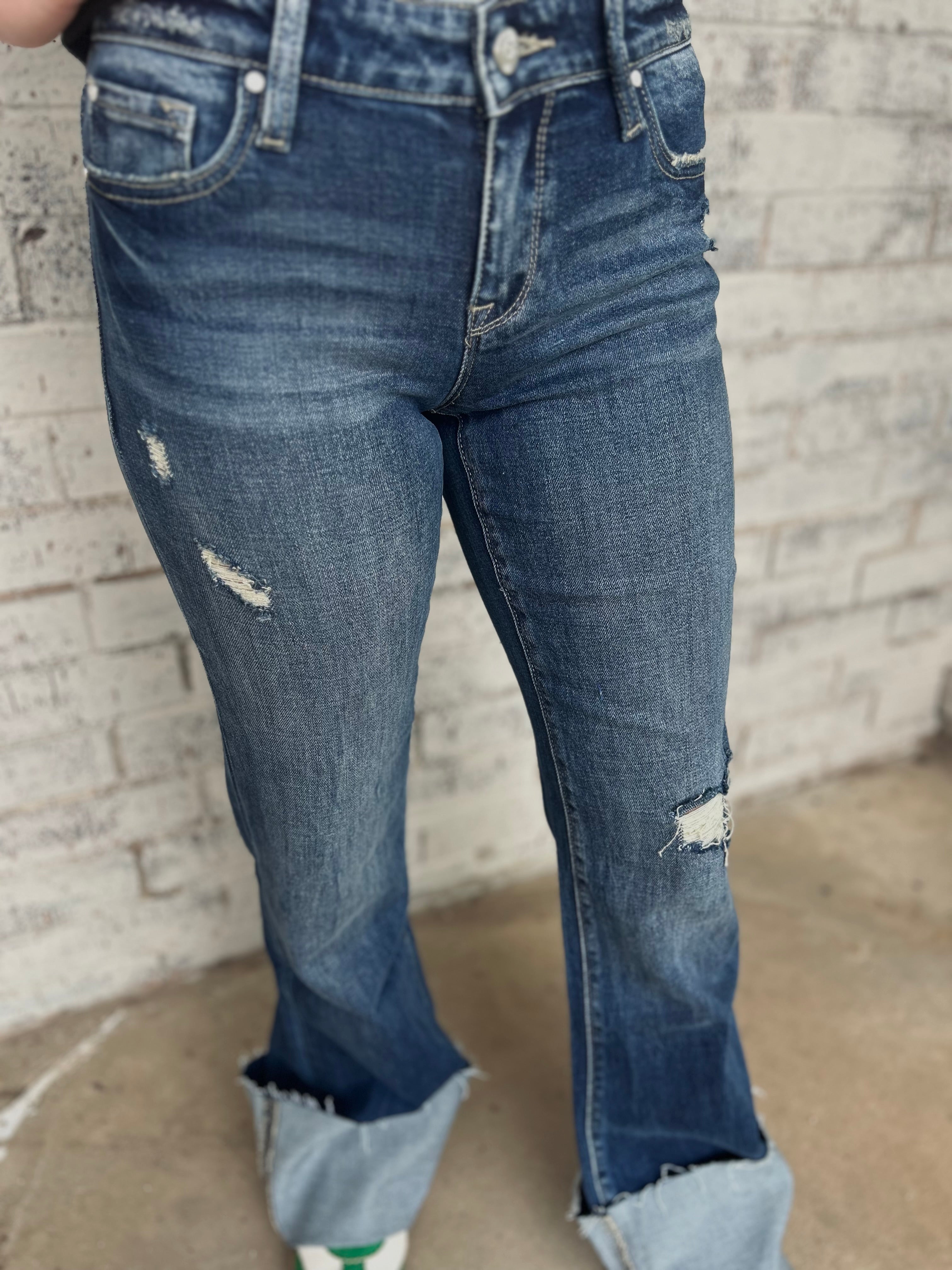 Petra Mid Rise Relaxed Flare w/ Cuffed Hem*