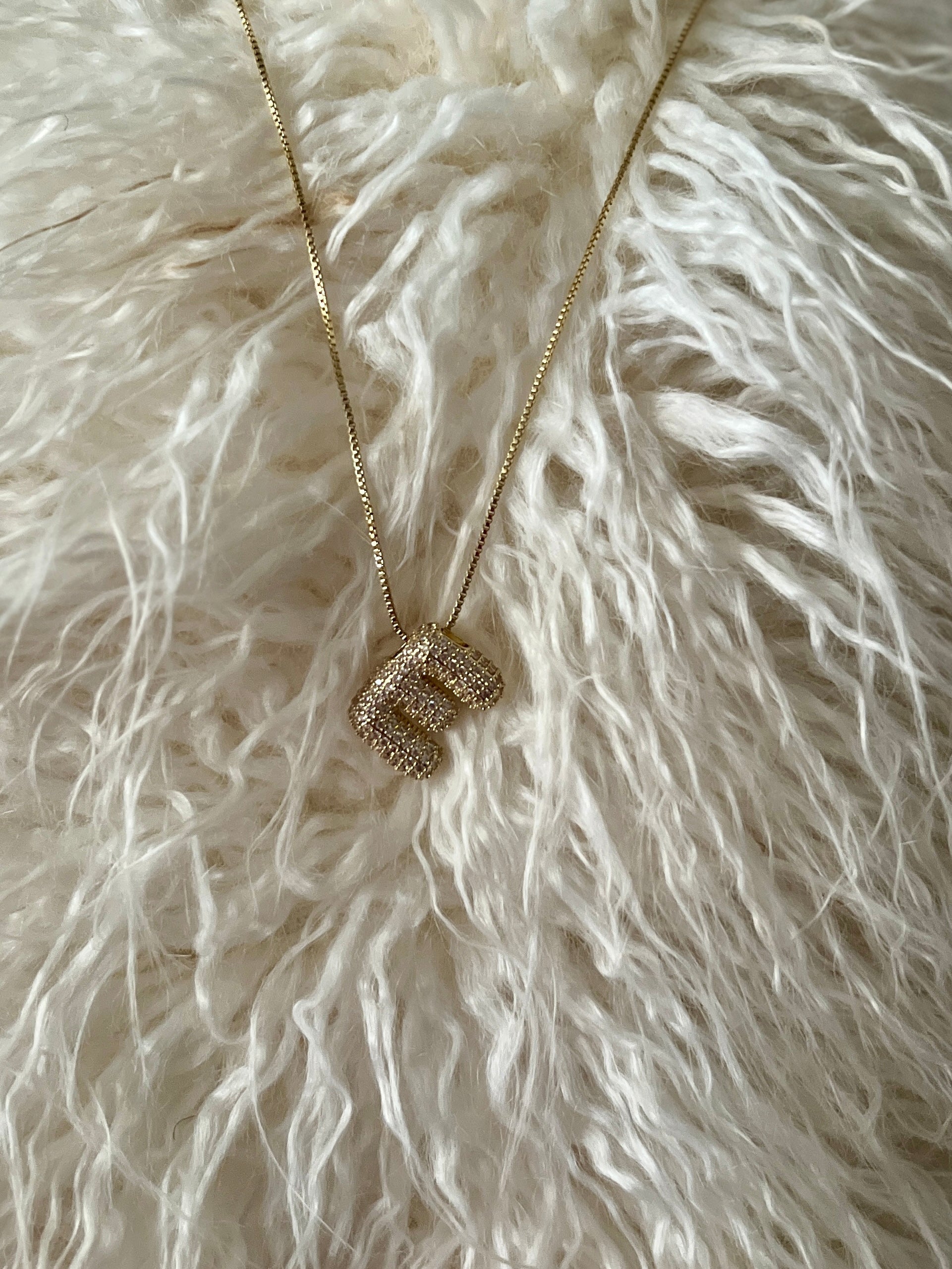 Rhinestone Bubble Letter Necklace