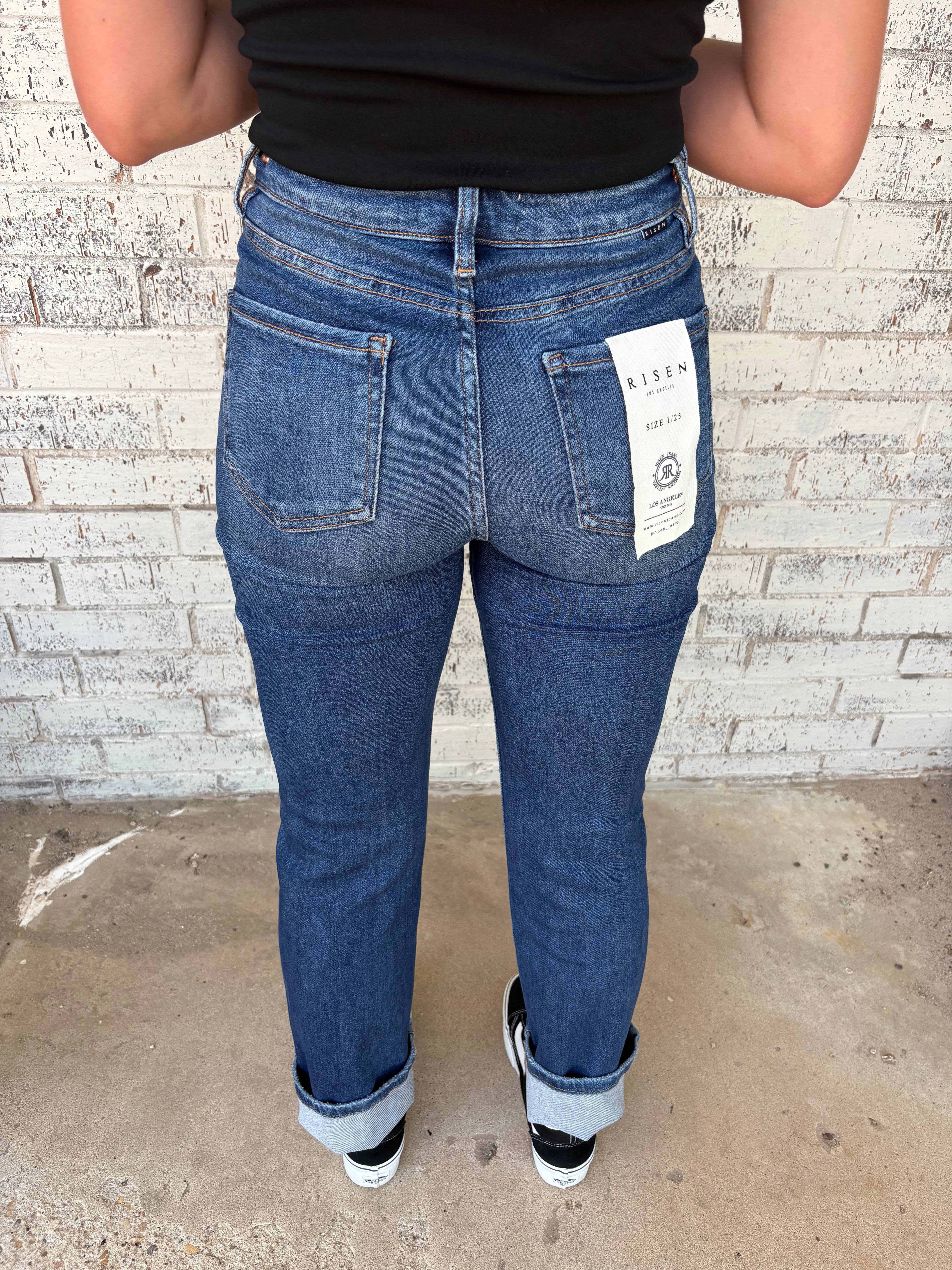 Risen High Rise Ankle Straight Jeans