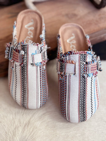 Serape Cream Basket Clog Shoes