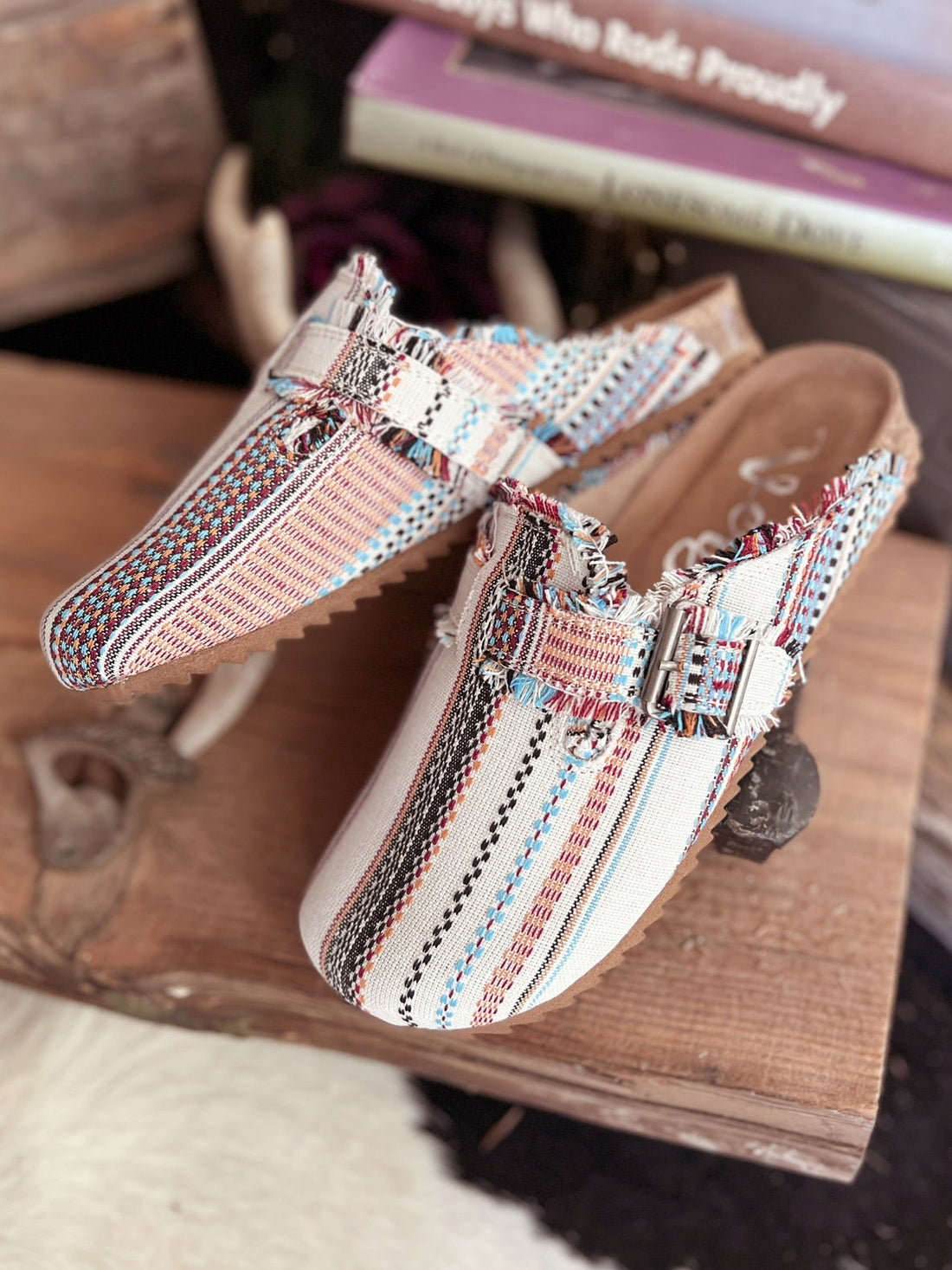 Serape Cream Basket Clog Shoes