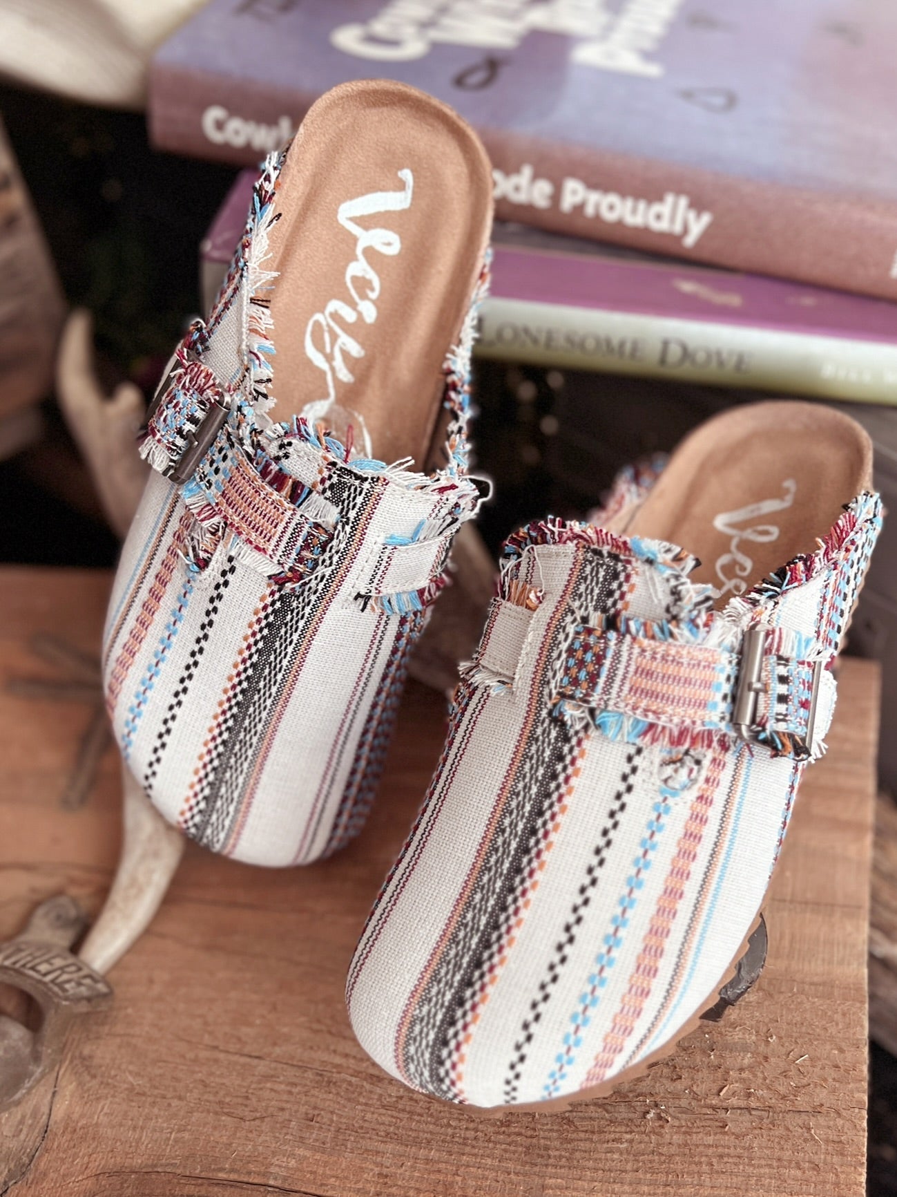 Serape Cream Basket Clog Shoes
