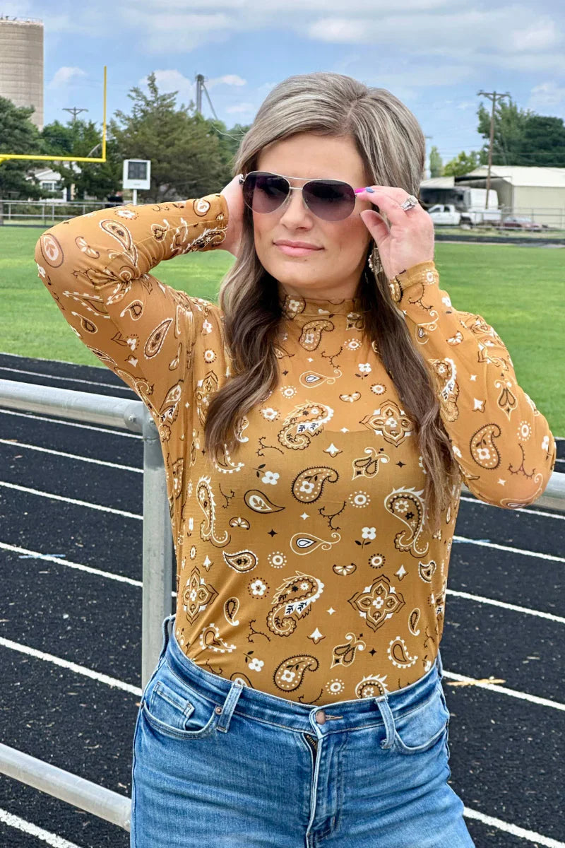 Sterling Kreek Bandana Babe Mustard Mesh Top