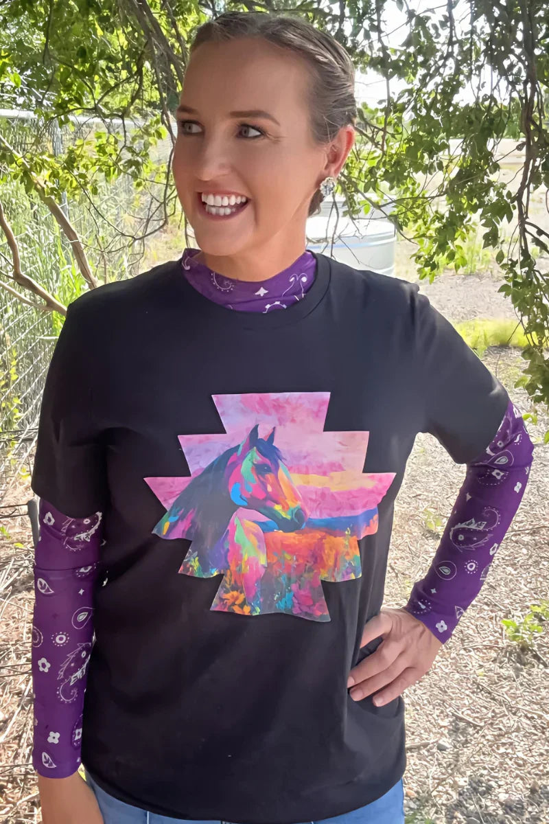 Sterling Kreek Bandana Babe Purple Mesh Top