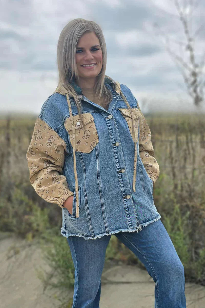 Sterling Kreek Bandana Country Denim Shacket