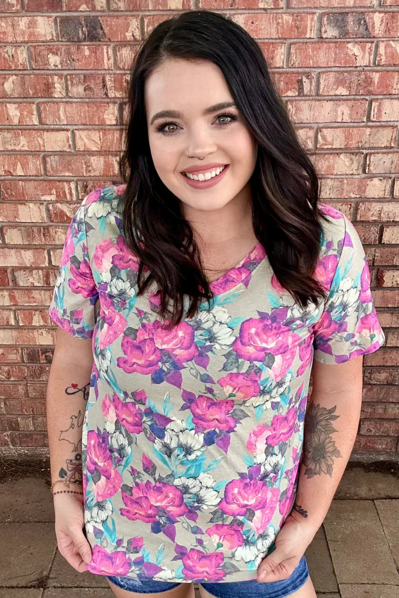 Sterling Kreek Life Is A Flower V Neck Tee