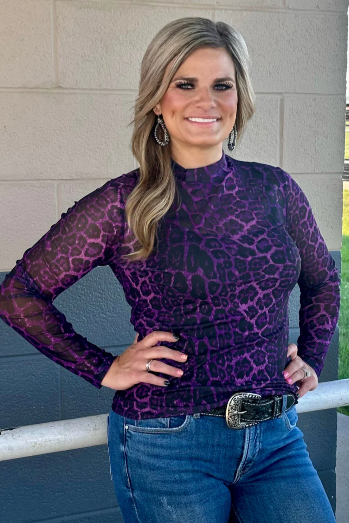 Sterling Kreek Sideline Spirit Purple Mesh Top