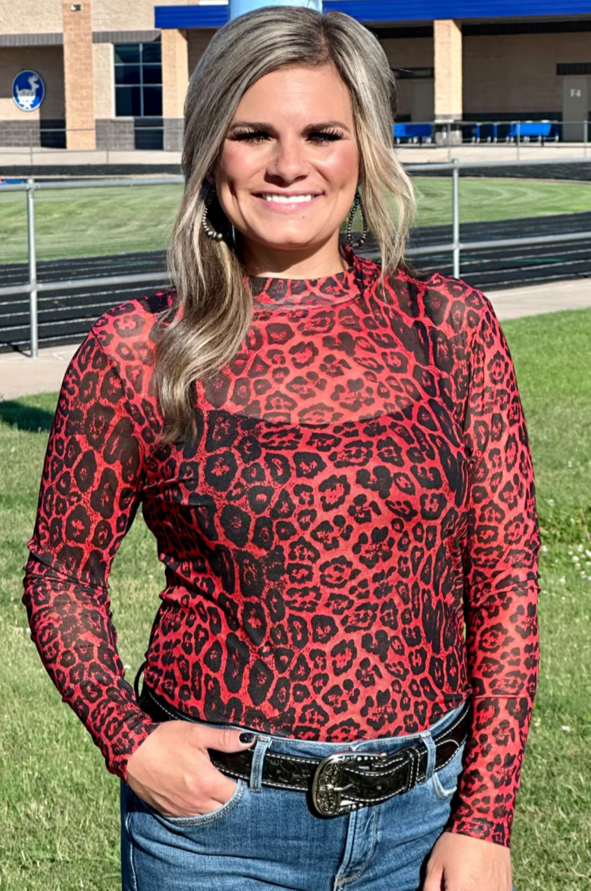 Sterling Kreek Sideline Spirit Red Mesh Top