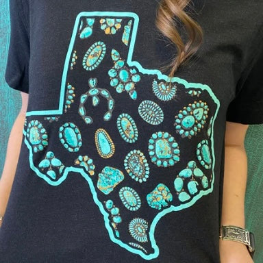 Sterling Kreek Texas In Turquoise Tee