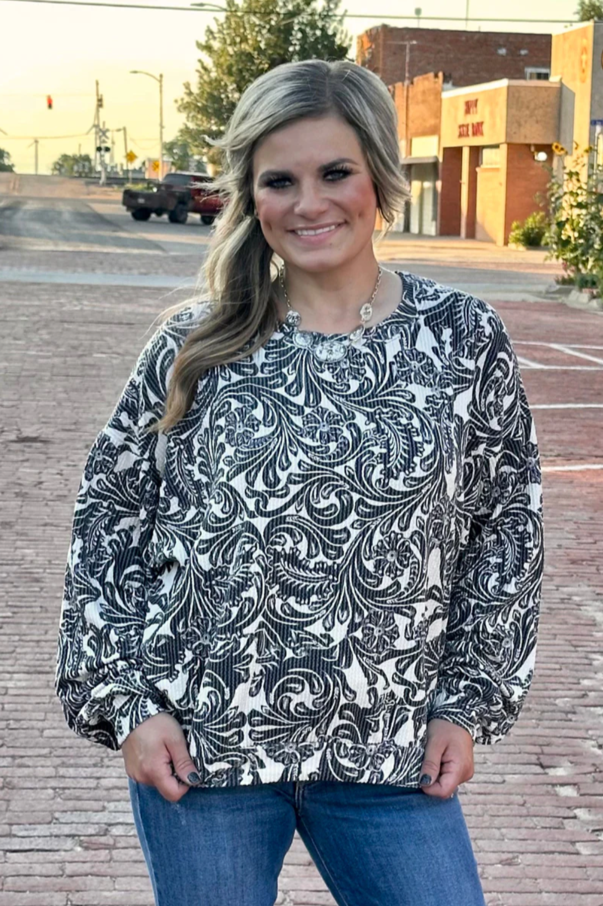Sterling Kreek Tooled In Love Sweater Top