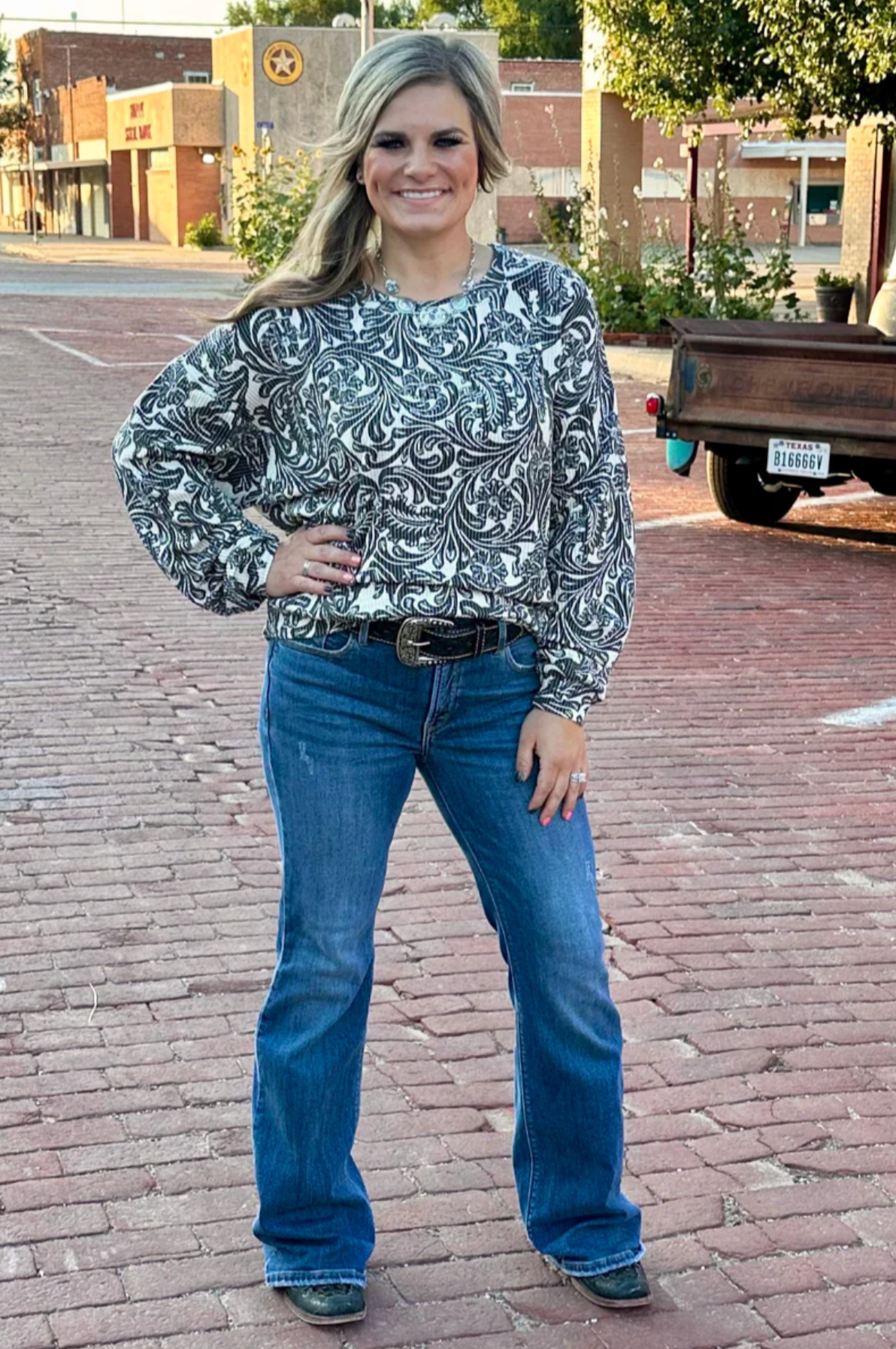 Sterling Kreek Tooled In Love Sweater Top