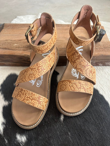 Sylvie Tan Tooled Strap Sandals