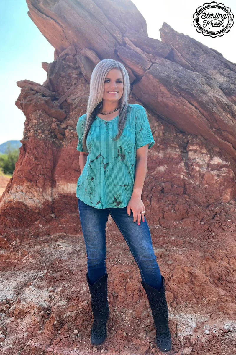 Sterling Kreek Turquoise Herd V-Neck Top