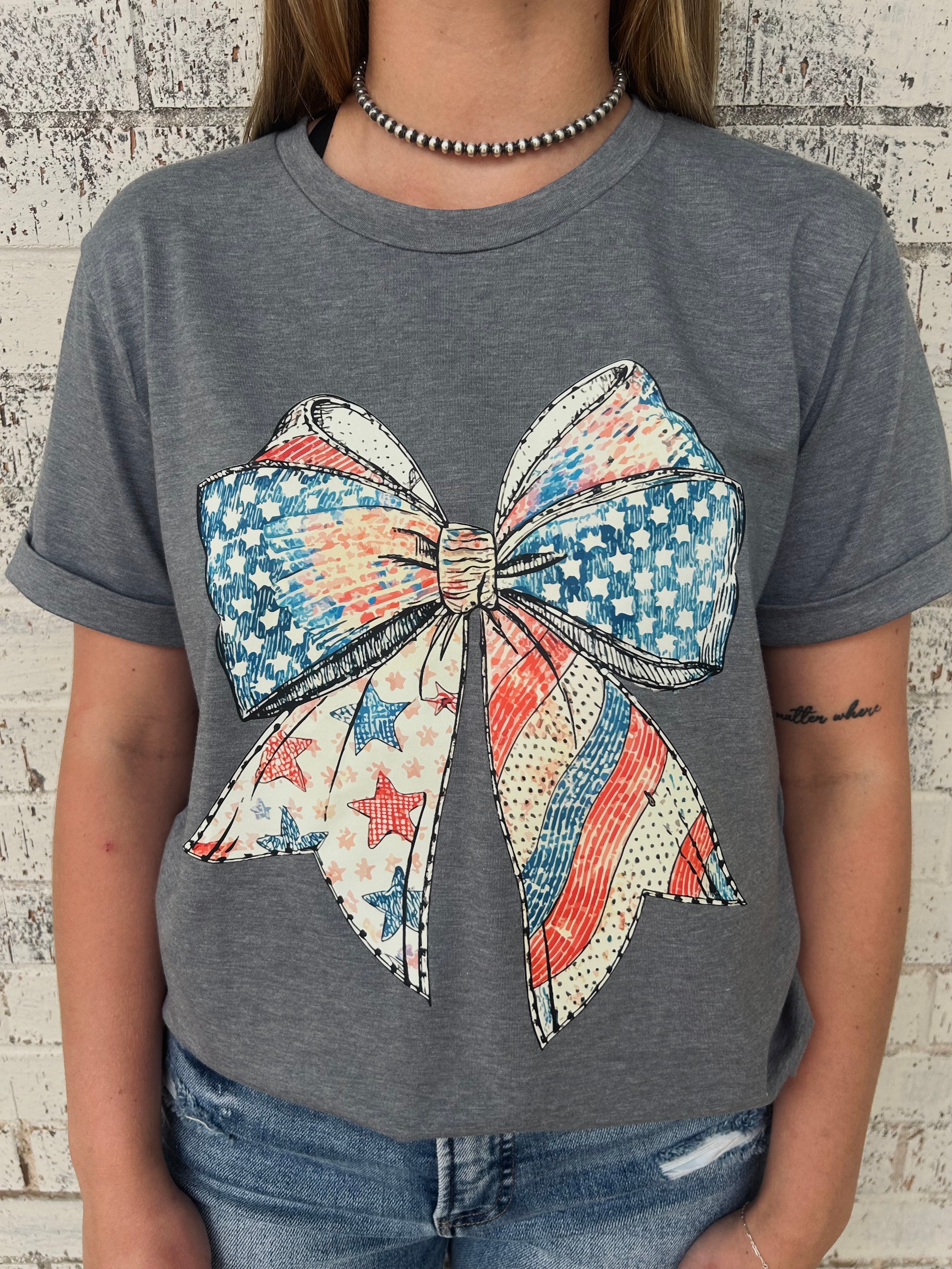 US Flag Bow Graphic Tee*