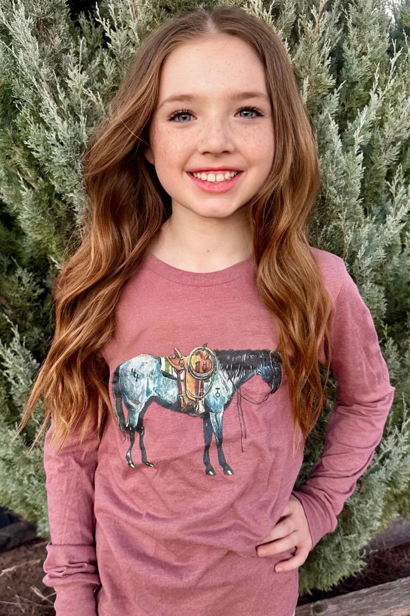 KIDS Sterling Kreek Mauve Blu Roan Belle Long Sleeve Top