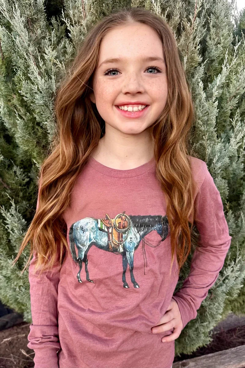 KIDS Sterling Kreek Mauve Blu Roan Belle Long Sleeve Top