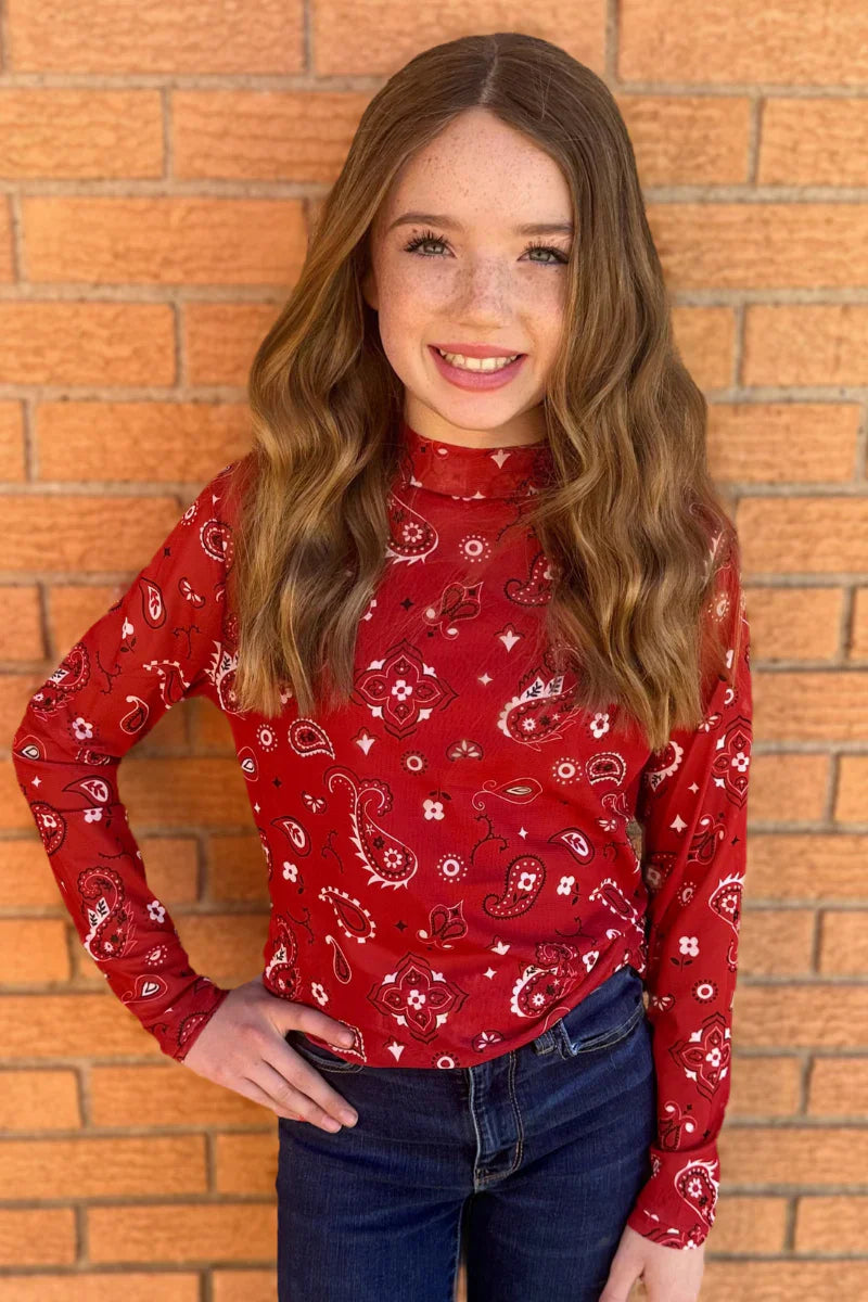 KIDS Sterling Kreek Bandana Babe Red Mesh Top