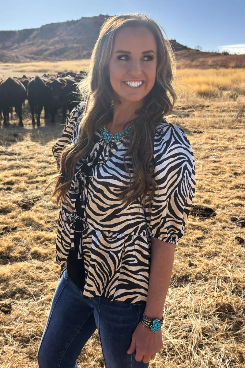 Sterling Kreek Cowgirl Safari Tie Top