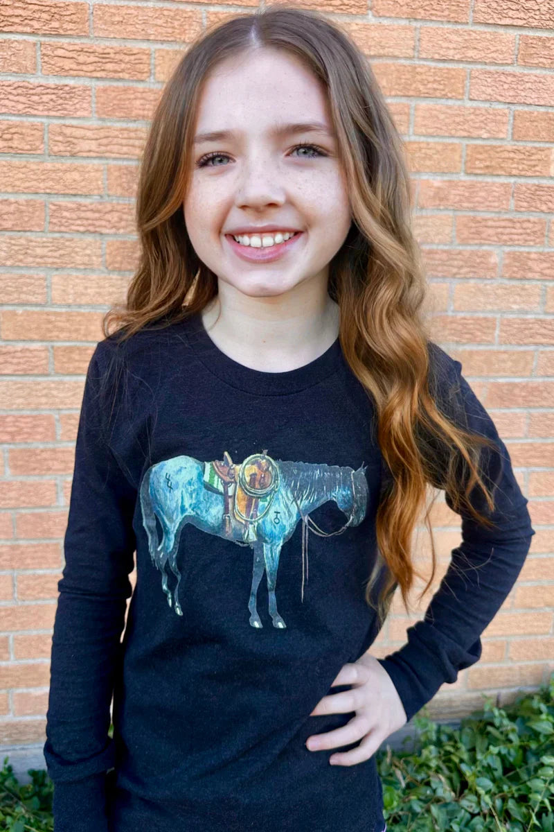 KIDS Sterling Kreek Blu Roan Long Sleeve Tee