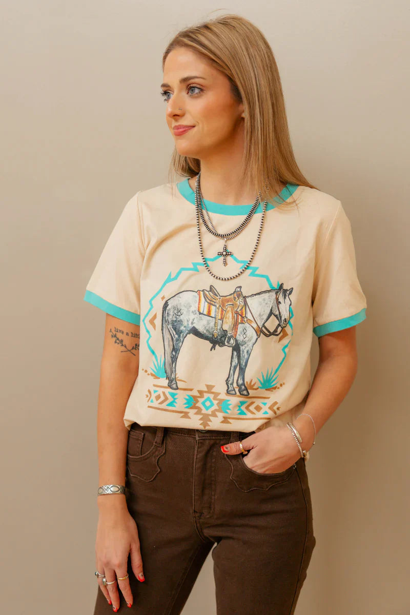 Sterling Kreek Turquoise Trail Ringer Tee